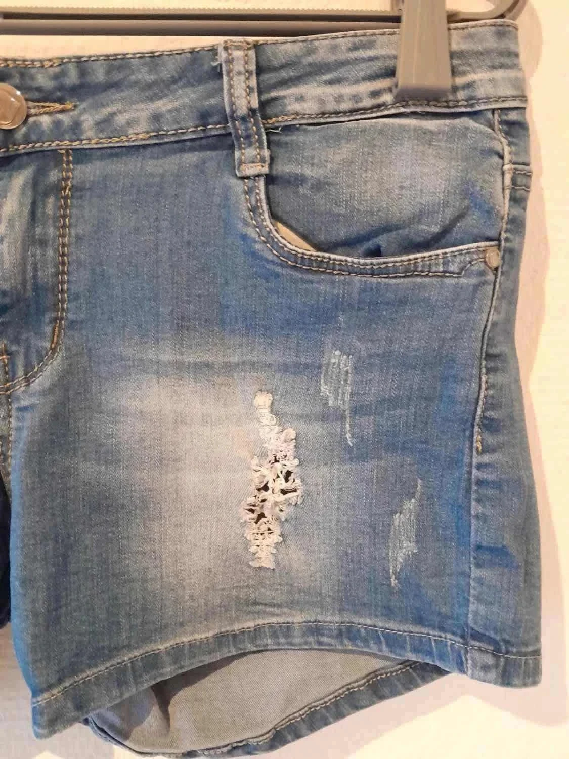 Shorts de mezclilla desgastada, estilo roto, talla XL – photo 3